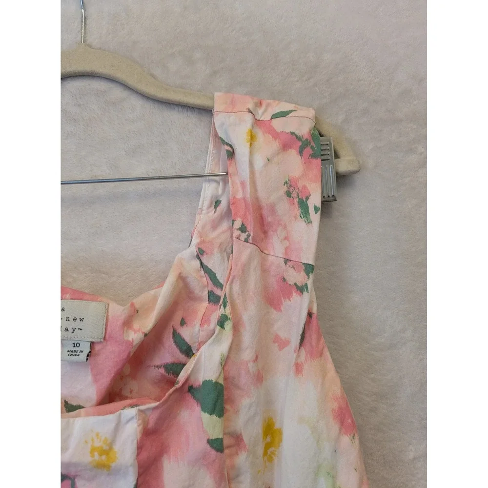 A‎ New Day Girl's Size 10 Floral Print Sleeveless Dress Pink White Green
